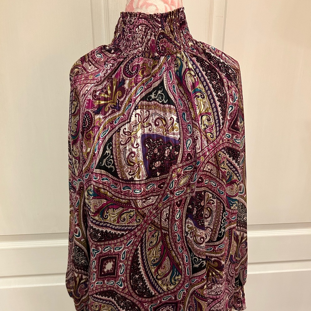 Chicos purple paisley mock turtleneck blouse